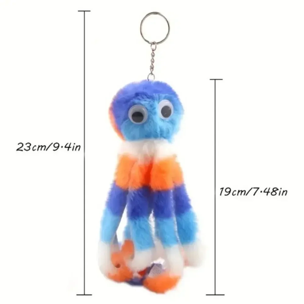 Cute and Colorful‎ Fuzzy Rainbow Octopus Keychain